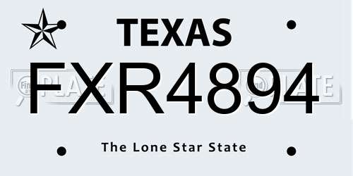 FXR4894 Texas License Plate