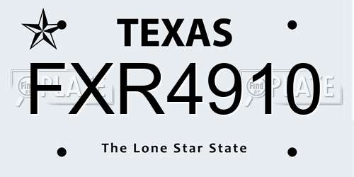 FXR4910 Texas License Plate