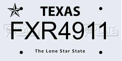 FXR4911 Texas License Plate