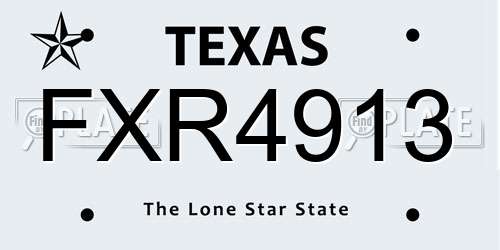 FXR4913 Texas License Plate