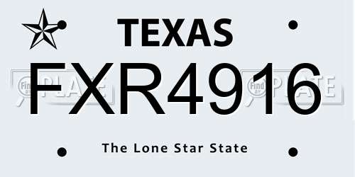 FXR4916 Texas License Plate