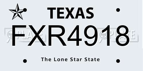 FXR4918 Texas License Plate
