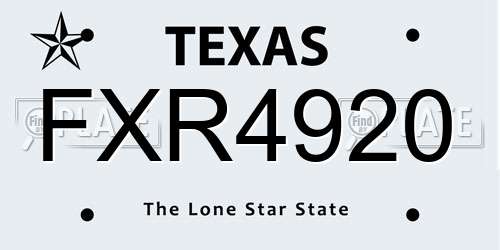 FXR4920 Texas License Plate