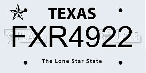 FXR4922 Texas License Plate
