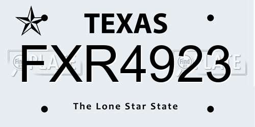 FXR4923 Texas License Plate