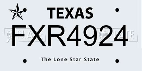 FXR4924 Texas License Plate