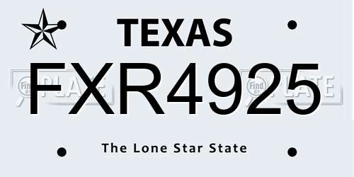 FXR4925 Texas License Plate