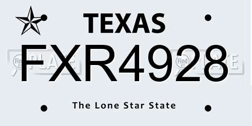 FXR4928 Texas License Plate