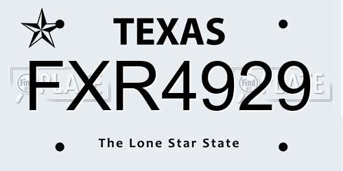 FXR4929 Texas License Plate