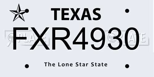 FXR4930 Texas License Plate