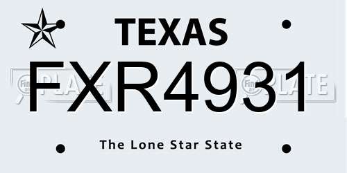 FXR4931 Texas License Plate