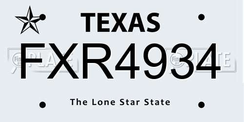 FXR4934 Texas License Plate