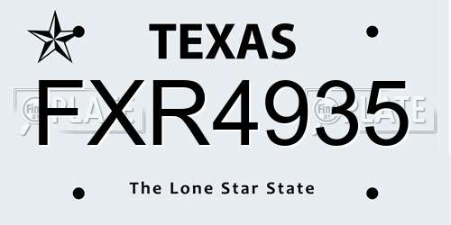 FXR4935 Texas License Plate