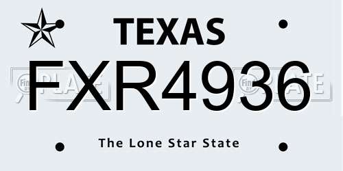 FXR4936 Texas License Plate