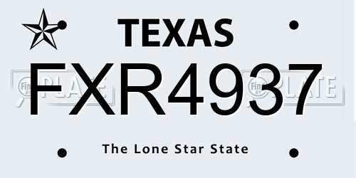 FXR4937 Texas License Plate