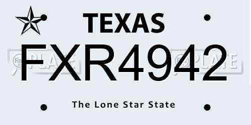 FXR4942 Texas License Plate