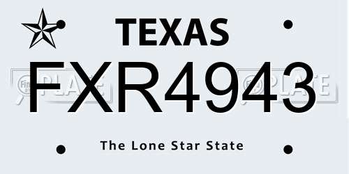 FXR4943 Texas License Plate