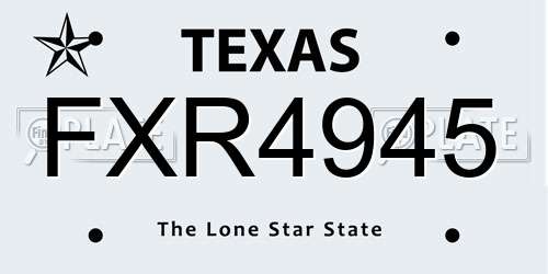 FXR4945 Texas License Plate