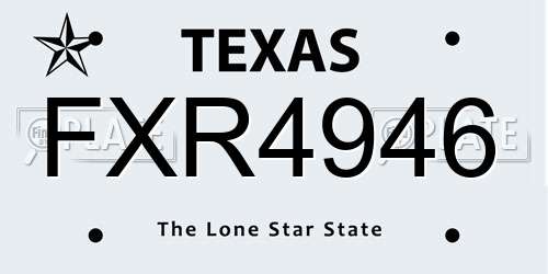 FXR4946 Texas License Plate