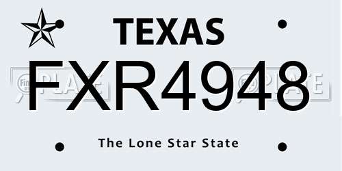 FXR4948 Texas License Plate