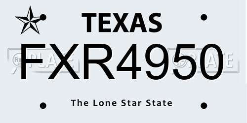 FXR4950 Texas License Plate
