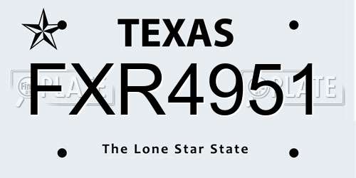 FXR4951 Texas License Plate