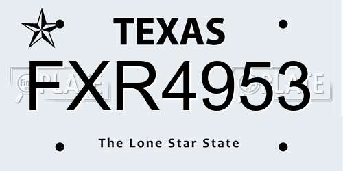 FXR4953 Texas License Plate