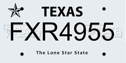 FXR4955 Texas License Plate