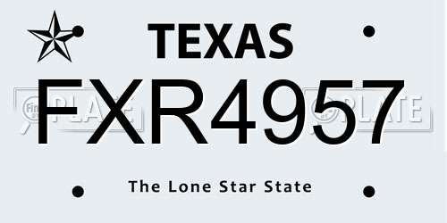 FXR4957 Texas License Plate