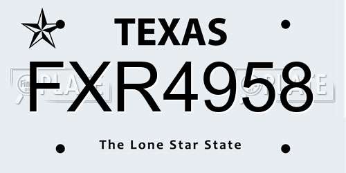 FXR4958 Texas License Plate