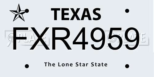 FXR4959 Texas License Plate