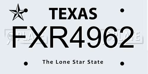FXR4962 Texas License Plate