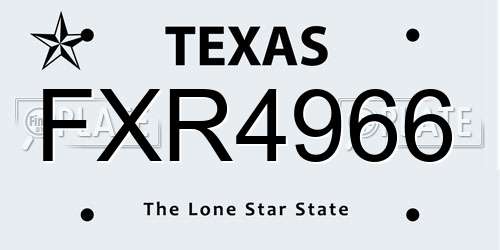FXR4966 Texas License Plate