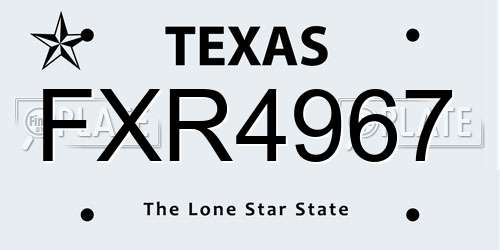 FXR4967 Texas License Plate