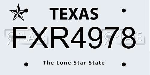 FXR4978 Texas License Plate