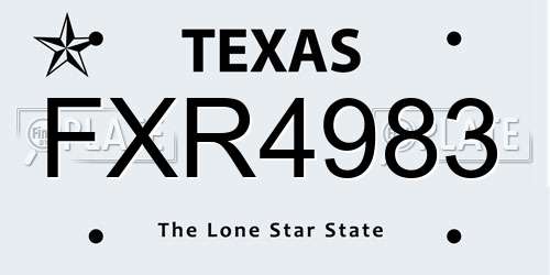 FXR4983 Texas License Plate