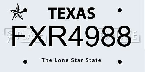 FXR4988 Texas License Plate