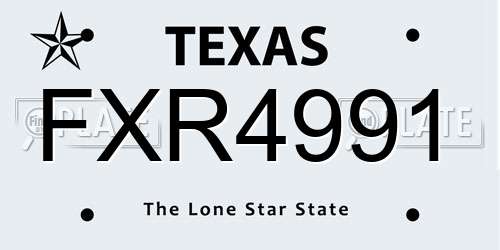 FXR4991 Texas License Plate
