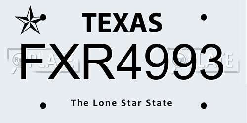 FXR4993 Texas License Plate