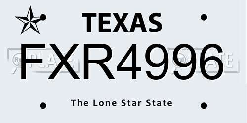 FXR4996 Texas License Plate