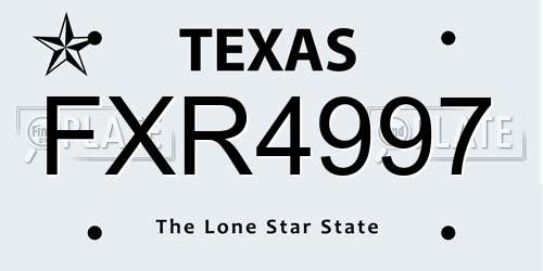 FXR4997 Texas License Plate