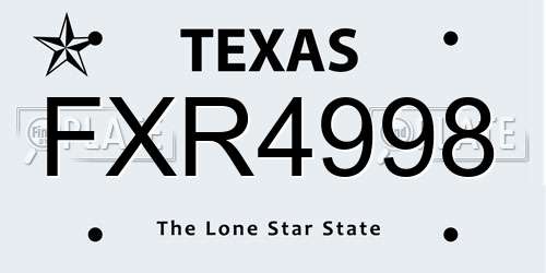 FXR4998 Texas License Plate