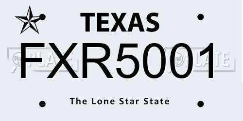 FXR5001 Texas License Plate