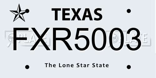 FXR5003 Texas License Plate