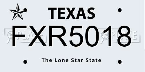 FXR5018 Texas License Plate