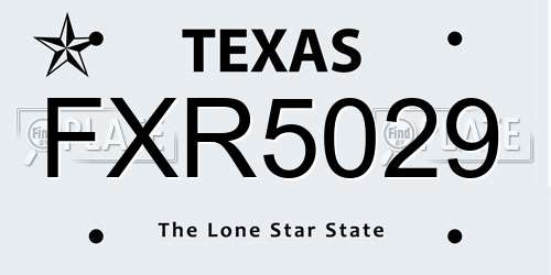 FXR5029 Texas License Plate