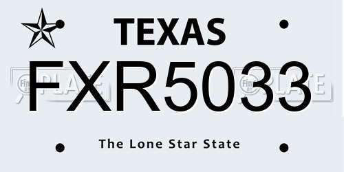 FXR5033 Texas License Plate