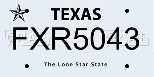 FXR5043 Texas License Plate