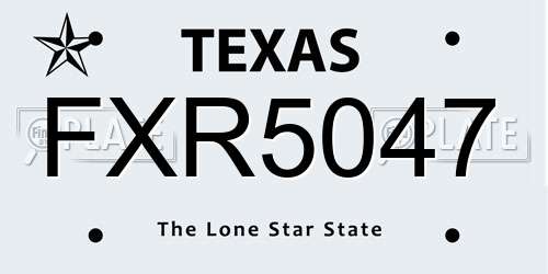 FXR5047 Texas License Plate