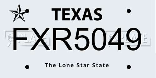 FXR5049 Texas License Plate